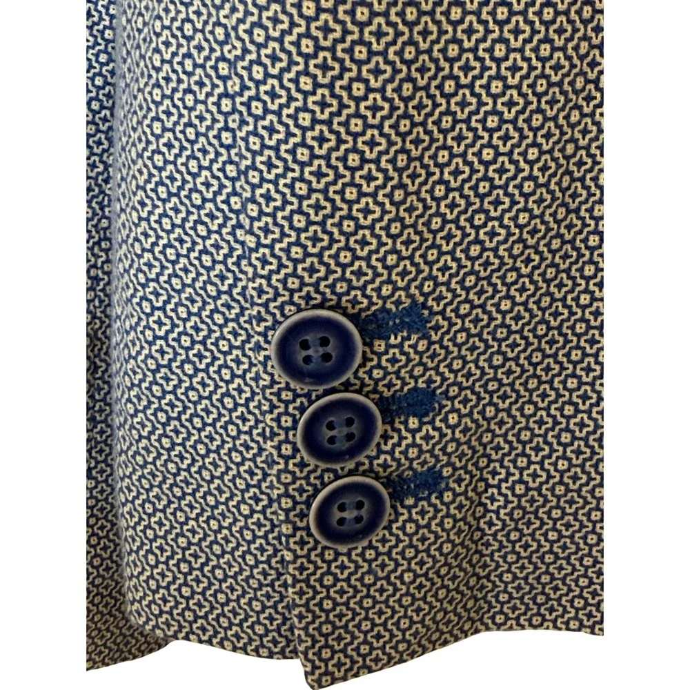 🆕 THE LIMITED Vintage Blue Geometric Print Single Button Blazer Jacket EUC L‎